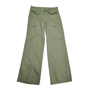 Love Fire Olive Green Wide Leg Utility Pants Distressed Raw Hem Women's S